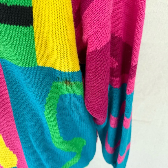Vintage Cedars 80s Pink/Colorful Abstract Sequin Knit Sweater Size M - Picture 4 of 8